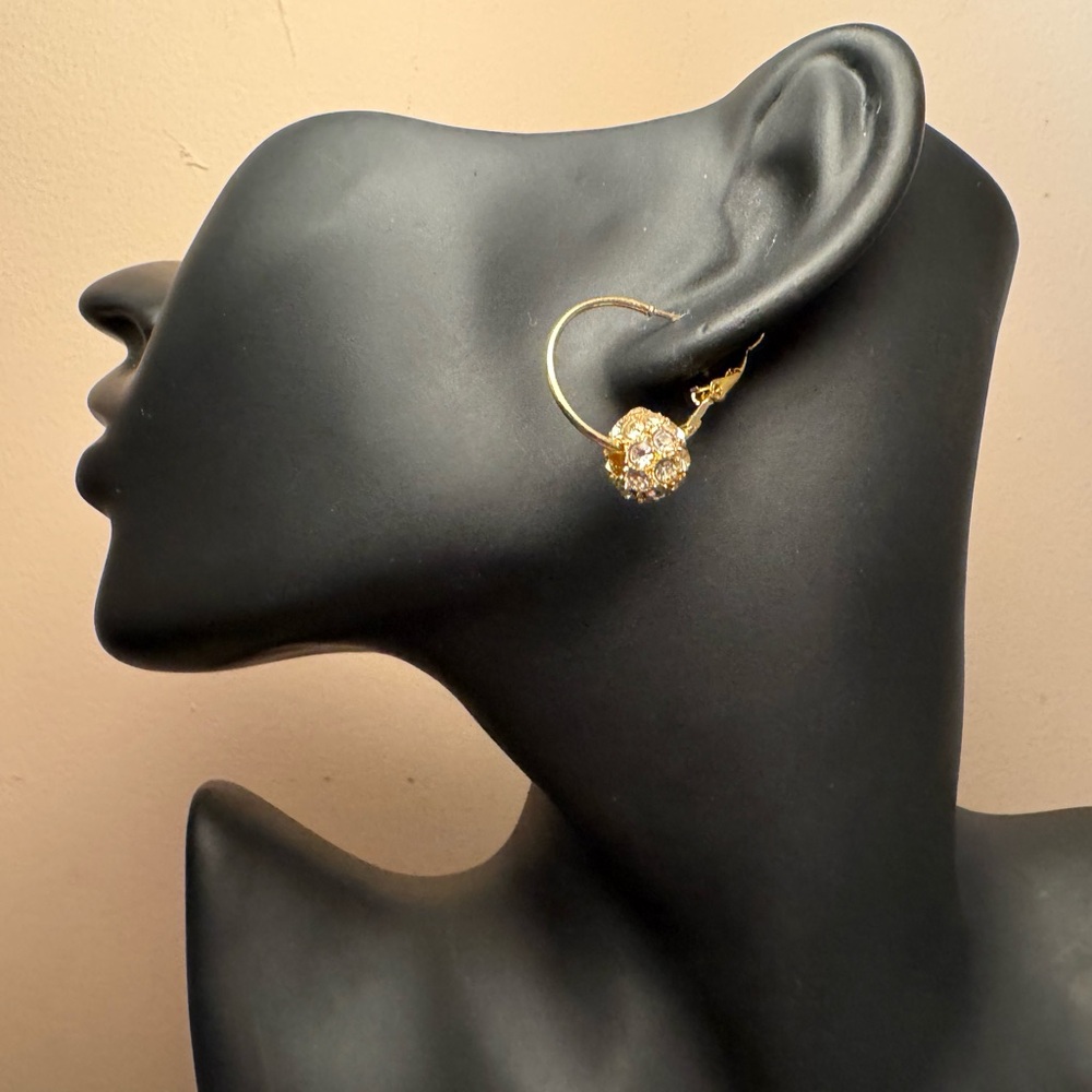 Elegant Gold Tone Earrings with Rhinestone Accents